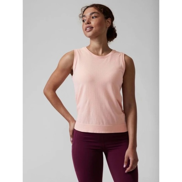 Athleta Tops - Athleta In Motion Seamless Tank size XL Pale Pink Workout Breathable Ventilated